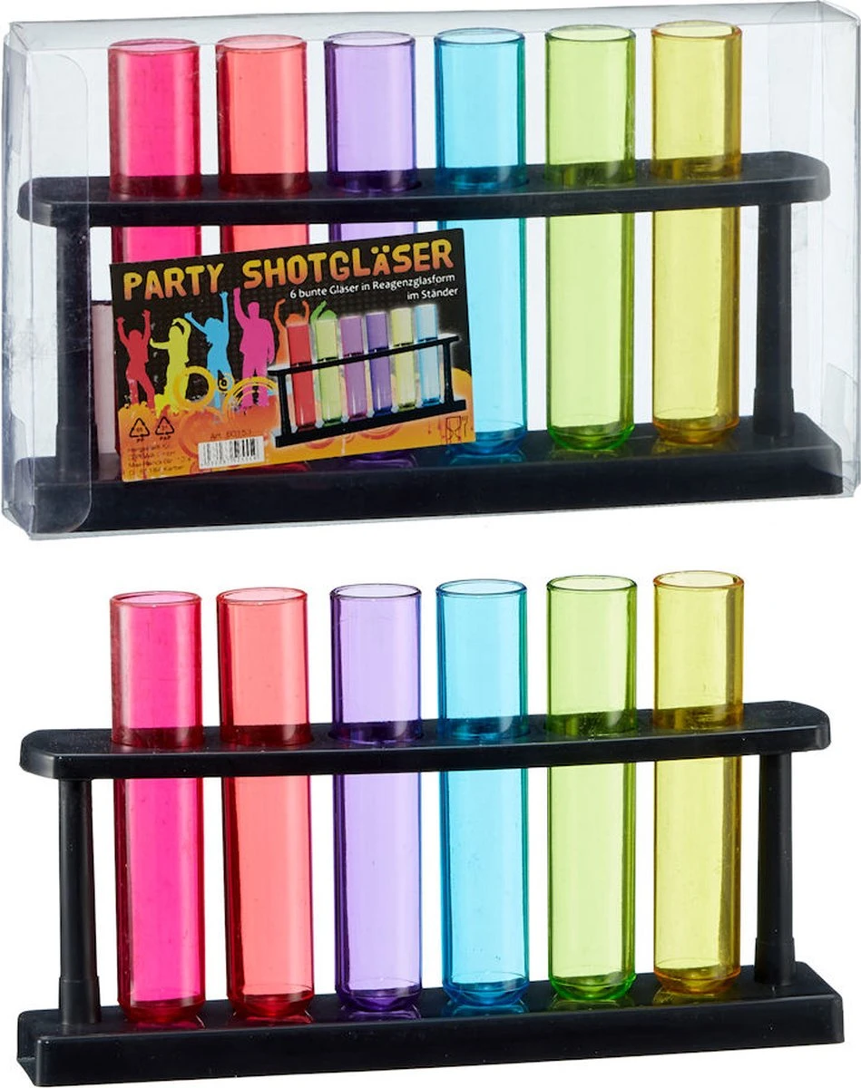 Verres à Decopatent® Dans Le Support - Set De 6 Verres à Liqueur Colorés - Verre à Liqueur Coloré - Verres à Shot à Liqueur Party Tube à Essai 1 Verres à Decopatent® Dans Le Support - Set De 6 Verres à Liqueur Colorés - Verre à Liqueur Coloré - Verres à Shot à Liqueur Party Tube à Essai