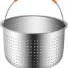Panier Vapeur Inox, Accessoires Autocuiseur, Insert Inox Avec Poignée Silicone, Raccord Autocuiseur, Autocuiseur Pour Casseroles, Marmites, Autocuiseur, Cuisson Vapeur Légumes, Fruits, Oeufs