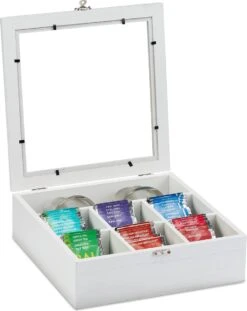 Boîte à Thé Relaxdays Bois - Boîte à Thé 7 Compartiments - Magasin De Thé - Boîte à Thé - Boîte à Thé - Boîte Blanche -Cuisine Fournitures Magasin 954x1200 1