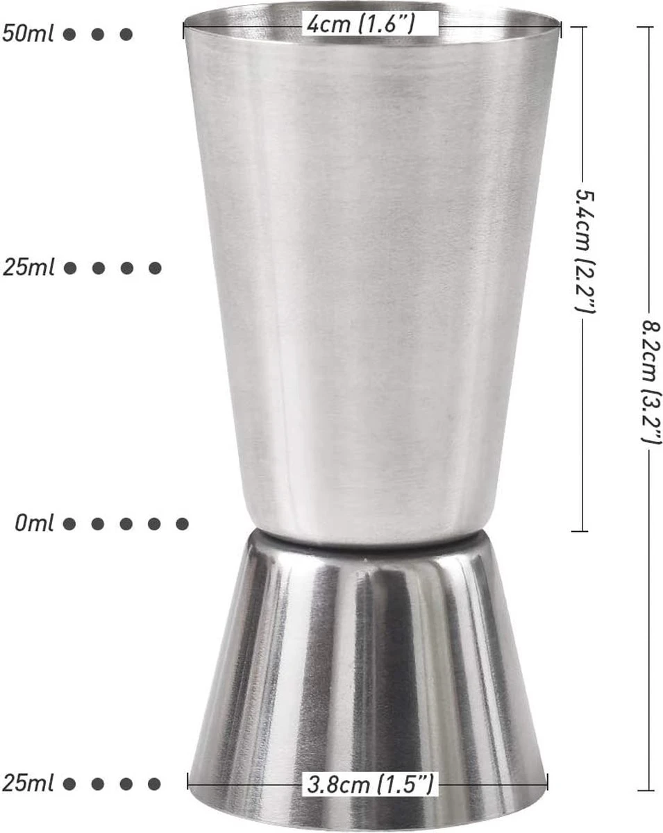 Newk Cocktail Jigger, 0 En Acier Inoxydable De 0,85 Et 1,7 Oz (25 Et 50 Ml) 6 Newk Cocktail Jigger, 0 En Acier Inoxydable De 0,85 Et 1,7 Oz (25 Et 50 Ml) – Image 6