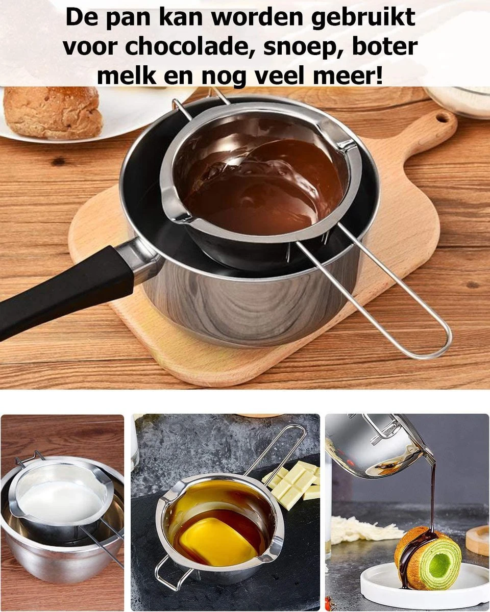 Donkersstuff - Fondoir En Acier Inoxydable - Poêle Au Bain Marie - Argent - Métal - Fondre 4 Donkersstuff - Fondoir En Acier Inoxydable - Poêle Au Bain Marie - Argent - Métal - Fondre – Image 4