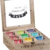 Boîte à Thé Relaxdays 9 Compartiments - Boîte De Rangement Thé - Boîte à Thé En Bois - Support Sachet à Thé - Grand