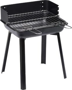GRILLCHEF Barbecue à Charbon PortaGo | Avec Pare-brise Enfichable | Grille De Cuisson Chromée Et Foyer En émail | Transport Peu Encombrant Et Montage Facile | Dimensions : 44 X 36 X 29 Cm