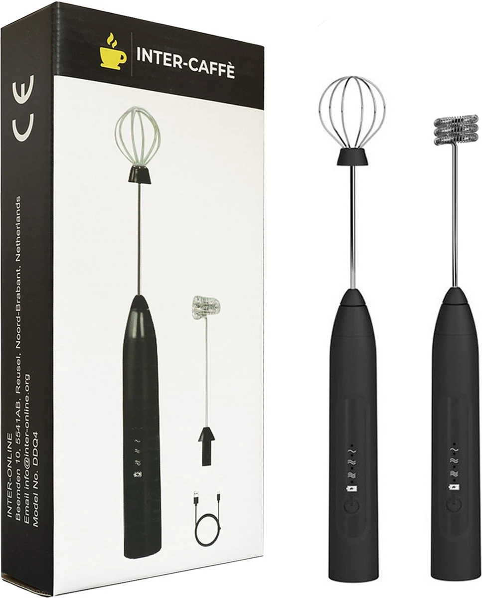 Mousseur à Lait INTER-CAFFÈ® - Mousseur à Lait électrique - Mousseur à Lait Manuel - Mousseur à Lait électrique - Rechargeable Avec Câble De Charge USB - Zwart - Garantie 1 An 1 Mousseur à Lait INTER-CAFFÈ® - Mousseur à Lait électrique - Mousseur à Lait Manuel - Mousseur à Lait électrique - Rechargeable Avec Câble De Charge USB - Zwart - Garantie 1 An