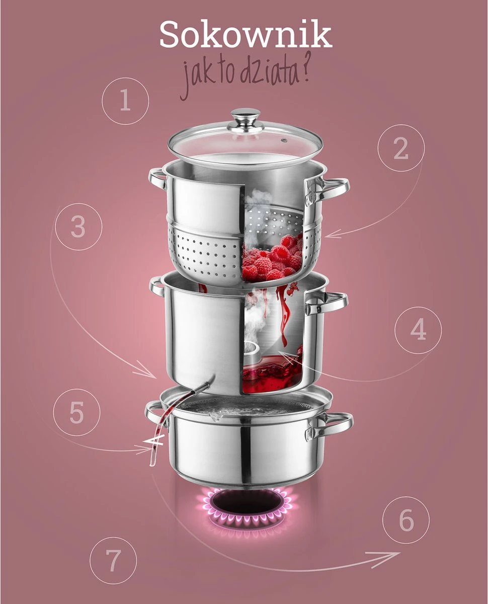 Presse-agrumes Professionnel 6 Pièces Florina / Presse-agrumes Lent Et Cuiseur Vapeur Pour La Cuisinière 8L - Presse-agrumes - Casserole à Jus - Presse-agrumes - Extracteur De Vapeur - Presse-fruits - Acier Inoxydable 11 Presse-agrumes Professionnel 6 Pièces Florina / Presse-agrumes Lent Et Cuiseur Vapeur Pour La Cuisinière 8L - Presse-agrumes - Casserole à Jus - Presse-agrumes - Extracteur De Vapeur - Presse-fruits - Acier Inoxydable – Image 11