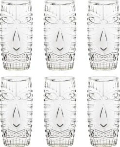 Verre à Cocktail Libbey Long Drink Tiki - 591 Ml / 59,1 Cl - 6 Pièces - Va Au Lave-vaisselle - Design Funny - Haute Qualité