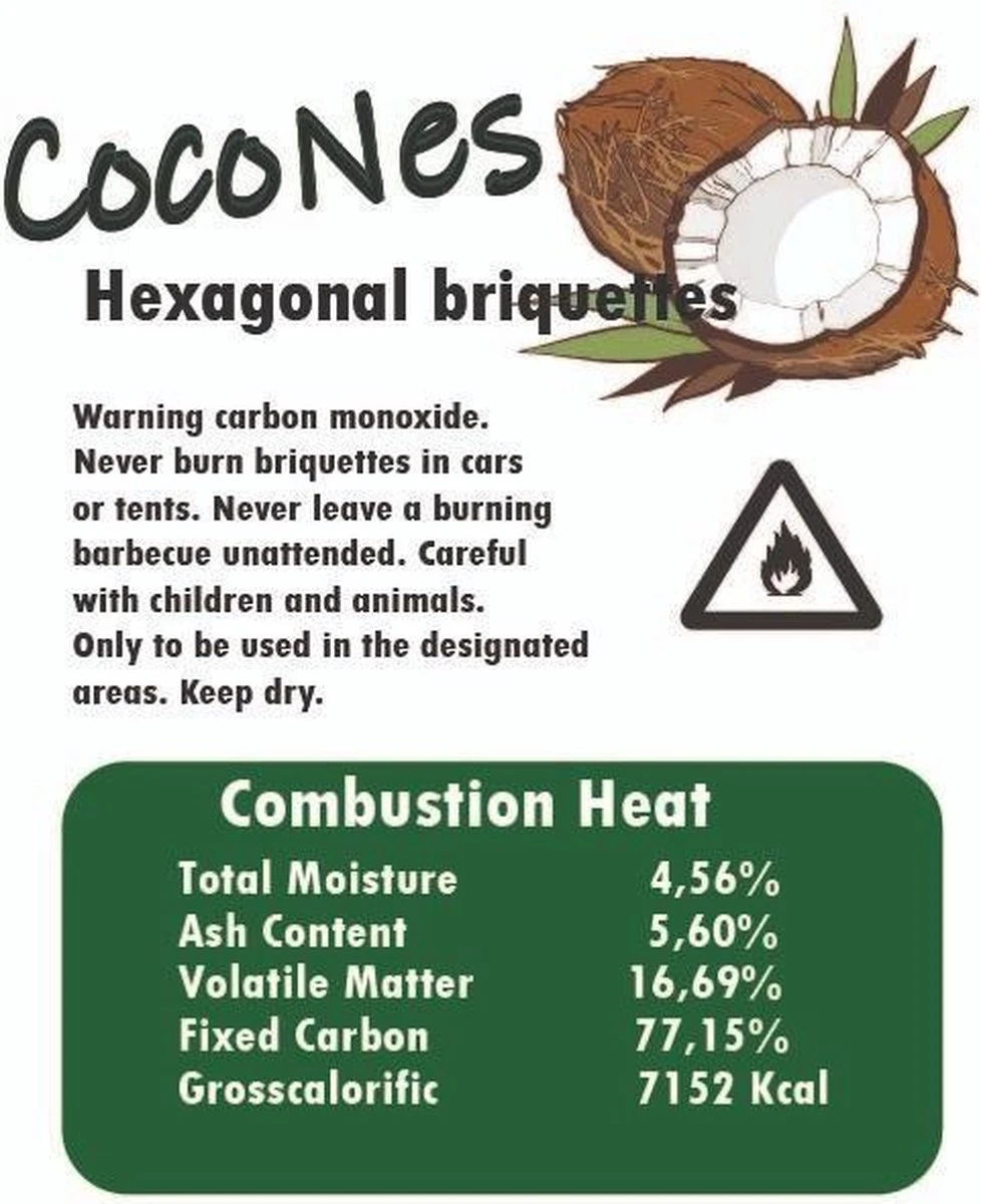 Briquettes De Noix De Coco 10 KG - Briquettes Hexagonales - Briquettes De Noix De Coco - BBQ 3 Briquettes De Noix De Coco 10 KG - Briquettes Hexagonales - Briquettes De Noix De Coco - BBQ – Image 3