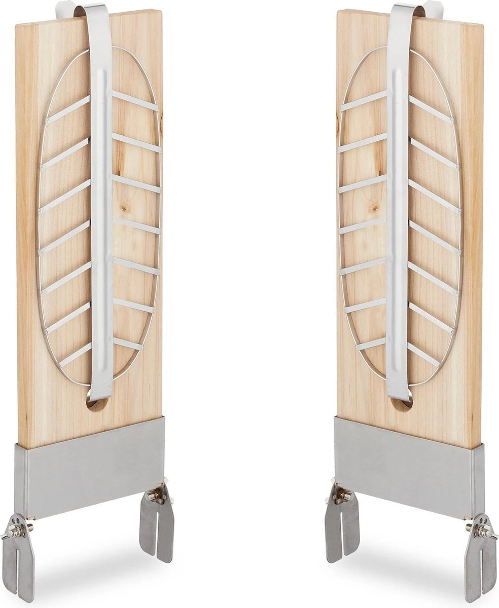 Relaxdays Ensemble De 2 Planches à Saumon Finlandais - Bois De Cèdre - Planche à Fumer Barbecue - Support Ovale - Pinces 2 Relaxdays Ensemble De 2 Planches à Saumon Finlandais - Bois De Cèdre - Planche à Fumer Barbecue - Support Ovale - Pinces – Image 2