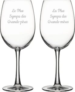 Verre à Vin Rouge Gravé - 46cl - Le Plus Sympa Des Grands-Pères & La Plus Sympa Des Grands-mères