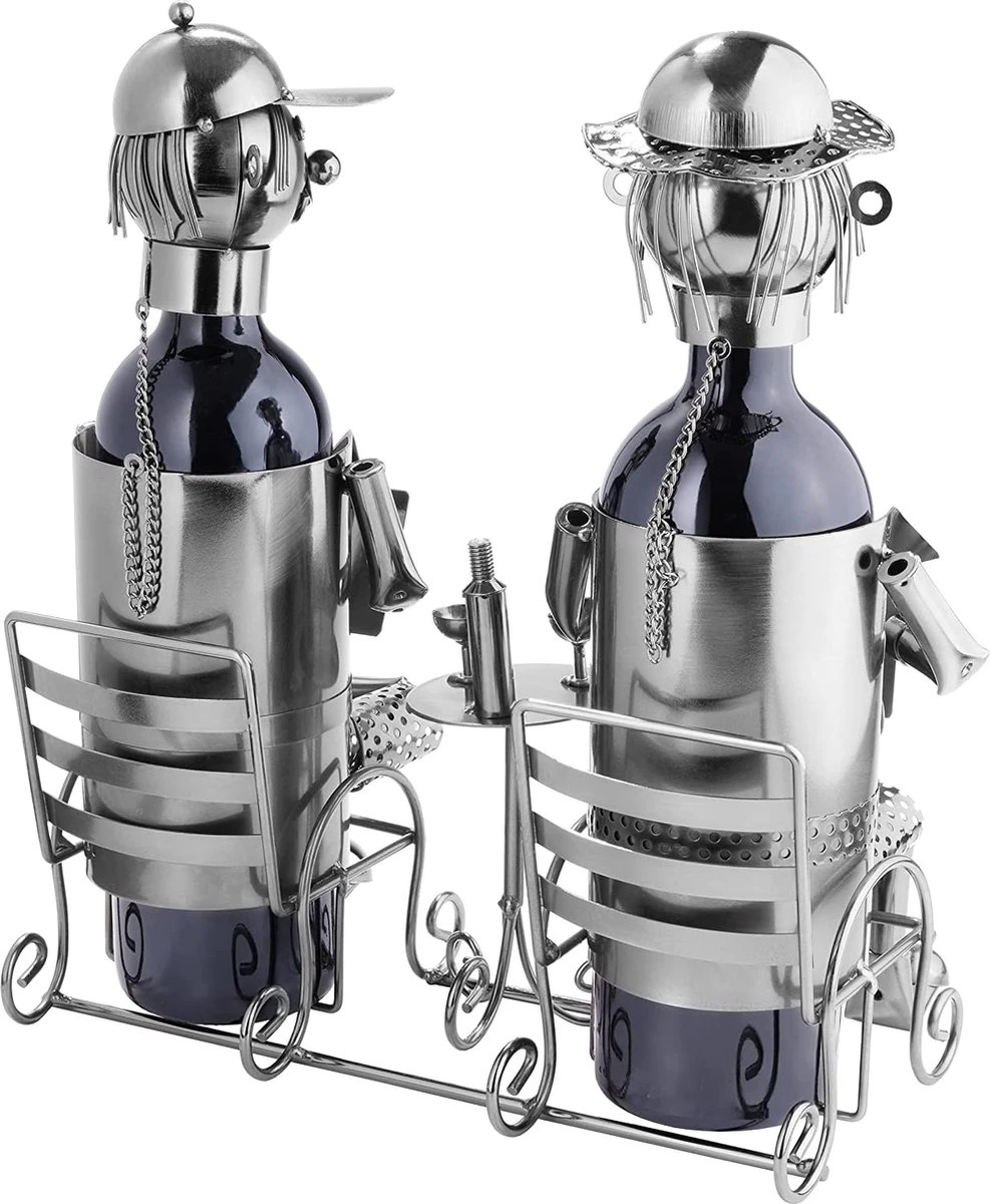 Brubaker Porte-bouteille Couple Sculpture En Métal Cadeau Avec Carte-cadeau 3 Brubaker Porte-bouteille Couple Sculpture En Métal Cadeau Avec Carte-cadeau – Image 3