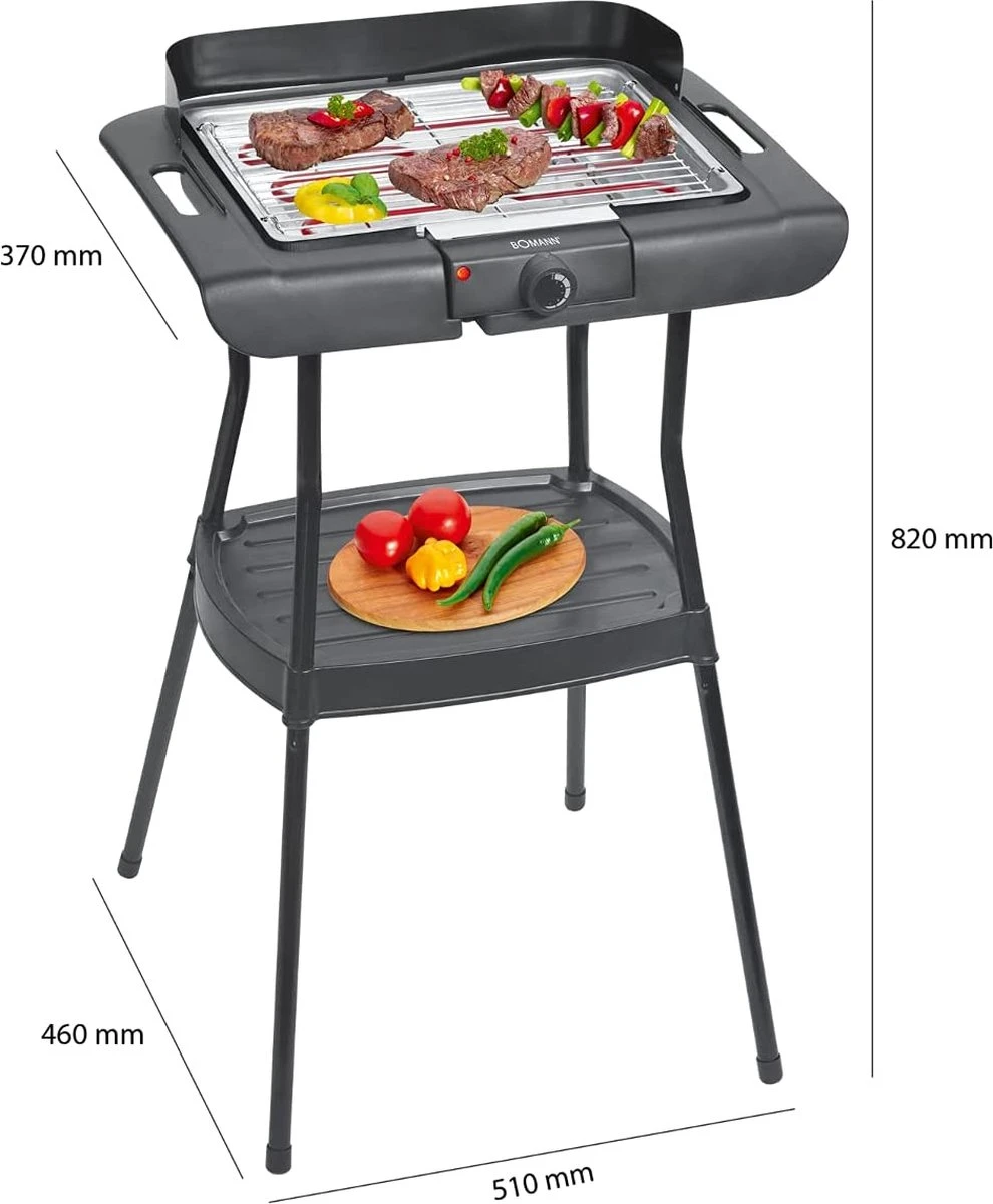 Bomann BQS 2244 CB, Gril Sur Pied Pour Barbecue, Grille De Gril Chromée, égouttoir En Métal, Pare-brise, Surface De Gril : 35,5 X 24,5 Cm, 2000 Watt 3 Bomann BQS 2244 CB, Gril Sur Pied Pour Barbecue, Grille De Gril Chromée, égouttoir En Métal, Pare-brise, Surface De Gril : 35,5 X 24,5 Cm, 2000 Watt – Image 3